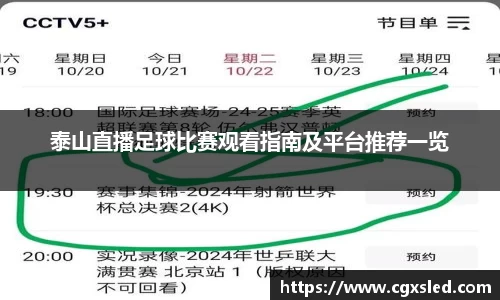 泰山直播足球比赛观看指南及平台推荐一览
